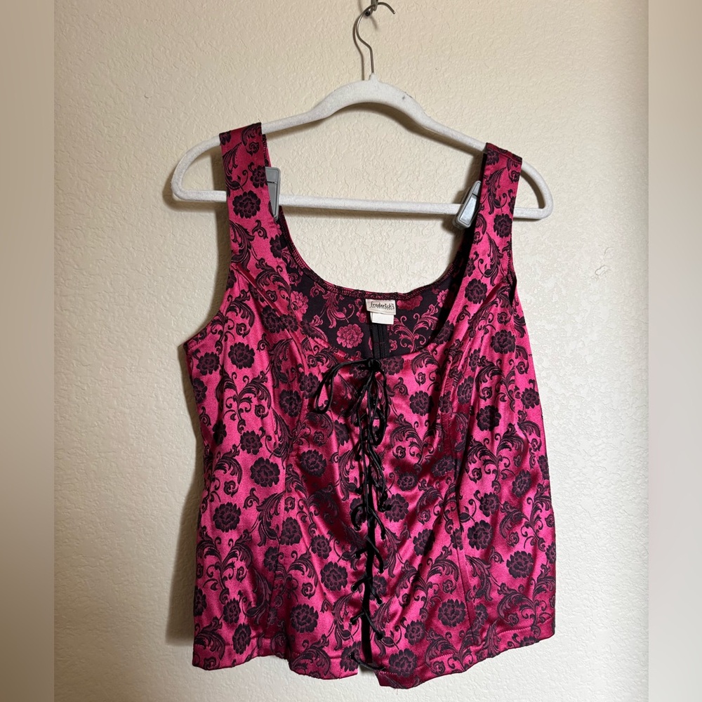 Fredericks of Hollywood Romantic Floral Whimsigoth Lace Up Bustier Corset Sz 1X
